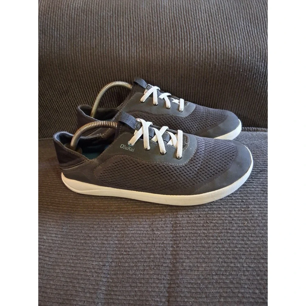 OluKai Moku Pae Mens 9.5 Trench Blue Mesh Boat Shoes 10472-40QS
